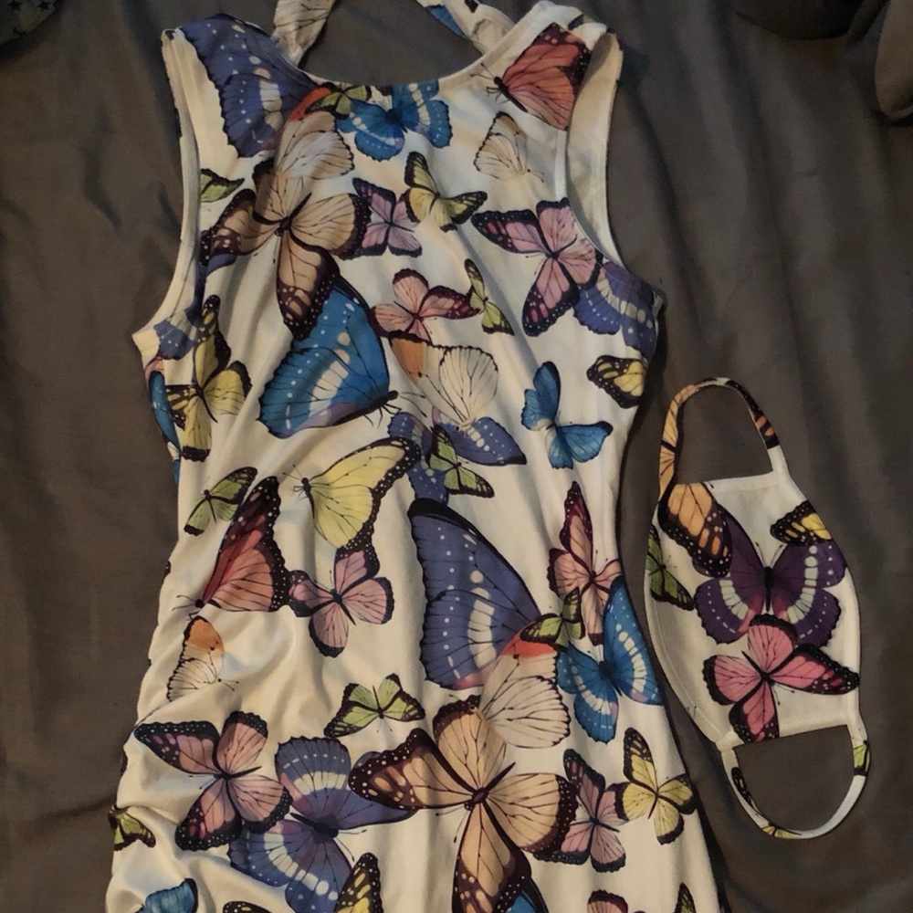 Butterfly halter dress With face mask